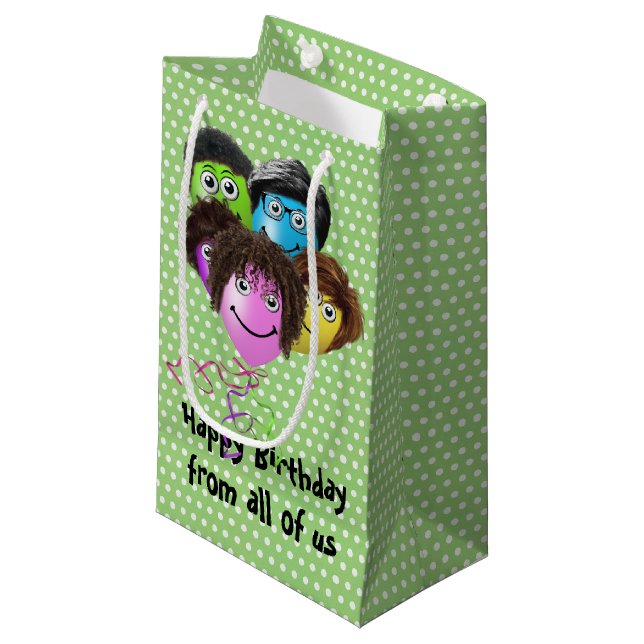 Funny People Birthday Party Balloons Small Gift Bag (Front Angled)