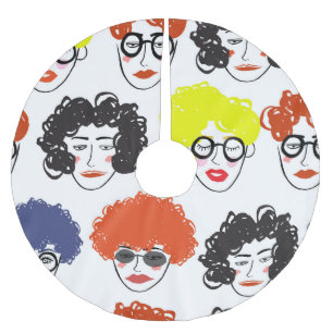 Funny people crowd: seamless design. brushed polyester tree skirt