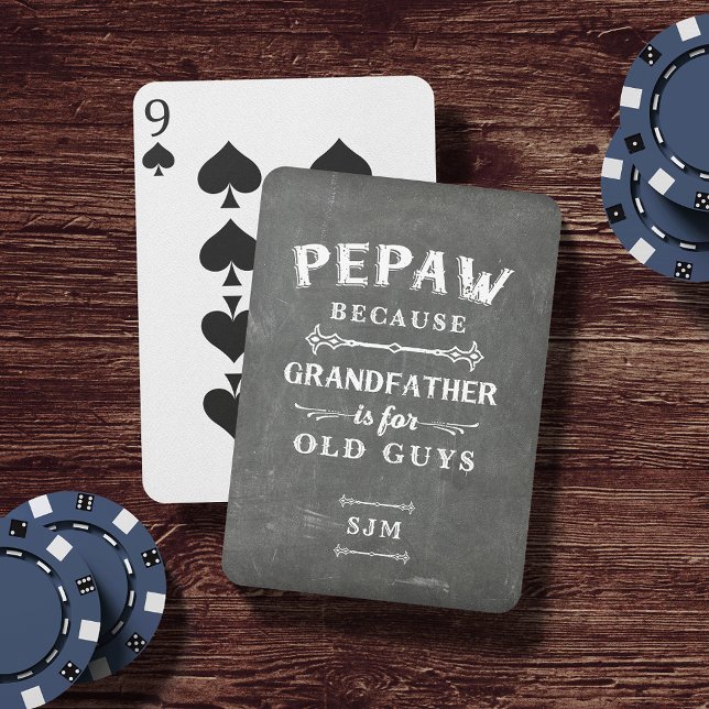 Funny Pepaw Grandfather Monogram Playing Cards (Creator Uploaded)