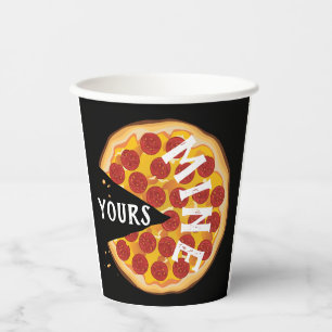 Funny pepperoni pizza cute foodie party paper cups
