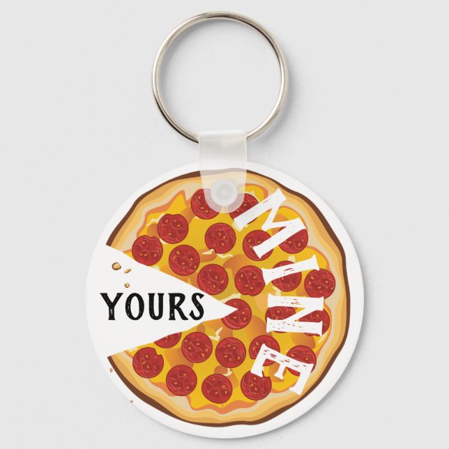 Funny pepperoni pizza cute key ring (Front)