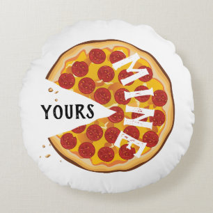 Funny pepperoni pizza cute red yellow round cushion