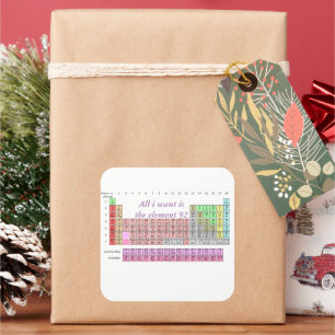 Funny periodic table All I Want is U teacher joke Square Sticker
