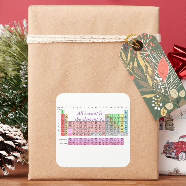 Funny periodic table All I Want is U teacher joke Square Sticker (Holiday)
