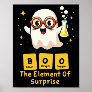 Funny Periodic Table Chemistry Ghost Nerd Boo Hall Poster