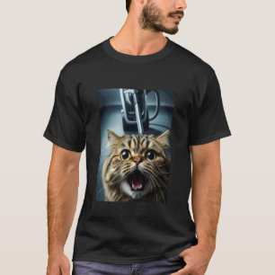 Funny Persian Cat Selfie with Vacuum Chase Meme Gr T-Shirt