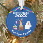 Funny Personalised 2020 Covid Christmas Tree Ornament<br><div class="desc">2020 has been quite a year! This will be a christmas like no other, spread some laughter with a fun corona virus christmas tree ornament. Featuring the text 'Christmas, 2020 and your family name'. A cute reindeer tangled in fairy lights, some iconic items from 2020; toilet roll, soap and a...</div>