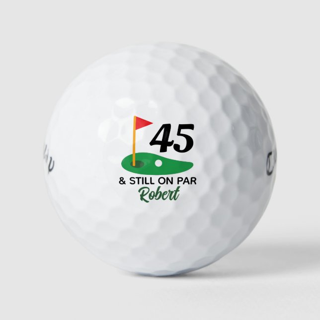 Funny Personalised 45th Birthday Gift for Golfer Golf Balls (Front)