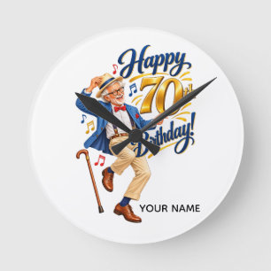Funny Personalised 70th Birthday Card Round Clock