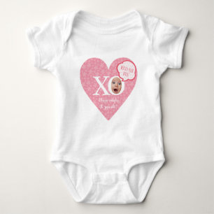 Funny Personalised baby face baby wear Pink Heart Baby Bodysuit