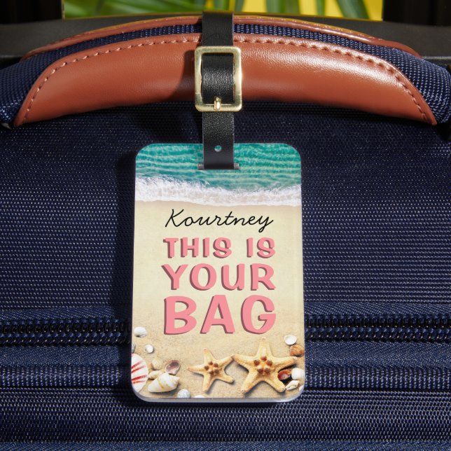 Funny Personalised Beach Summer Bag Attention Luggage Tag (Front Insitu 2)