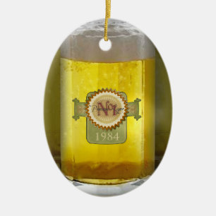 Funny Personalised Beer Glass Ceramic Tree Decoration