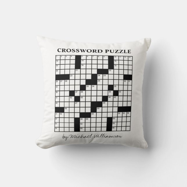 Funny Personalised Black White Crossword Puzzle Cushion (Front)