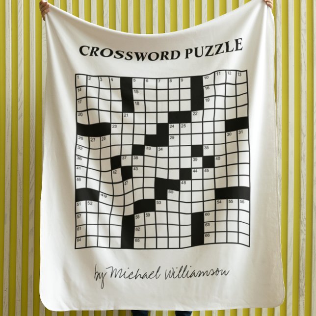 Funny Personalised Black White Crossword Puzzle Fleece Blanket (Creator Uploaded)