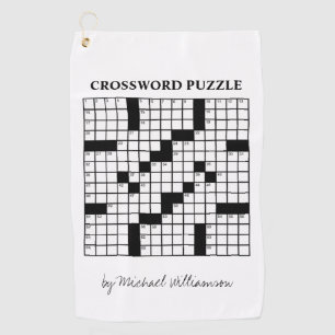 Funny Personalised Black White Crossword Puzzle Golf Towel