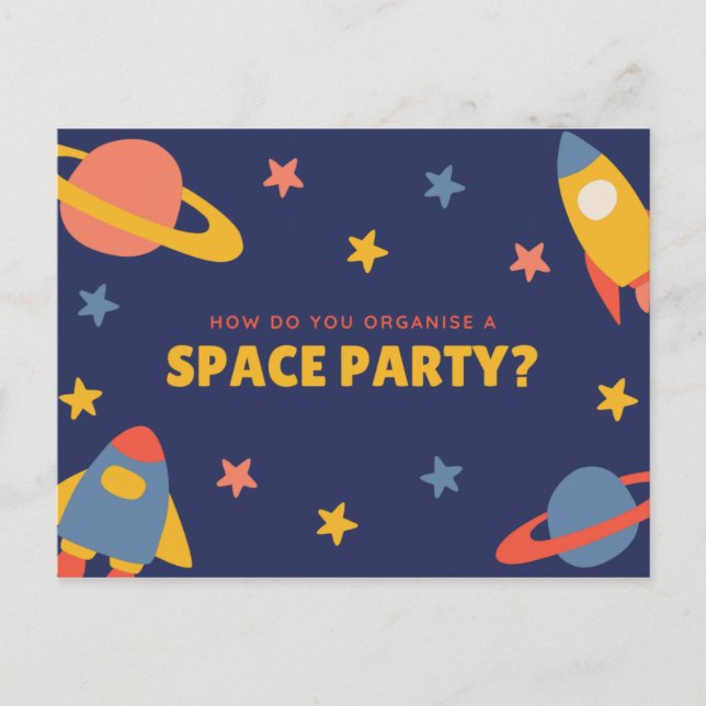 Funny Personalised - Blue Illustrated Planet Postcard (Front)