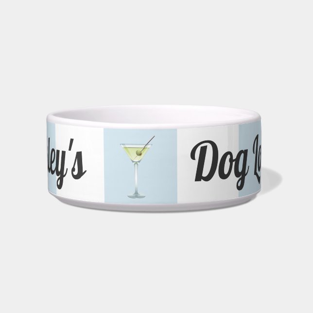 Funny Personalised Blue Stripes Dog Lounge Bowl (Front)