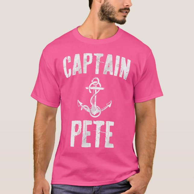 Funny Personalised Boating First Name Captain Pete T-Shirt (Front)