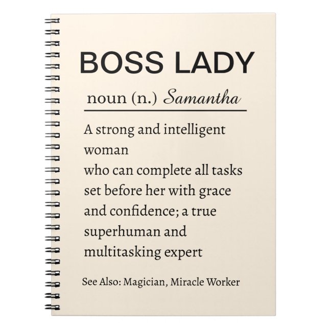 Funny Personalised Boss Lady Definition Notebook (Front)