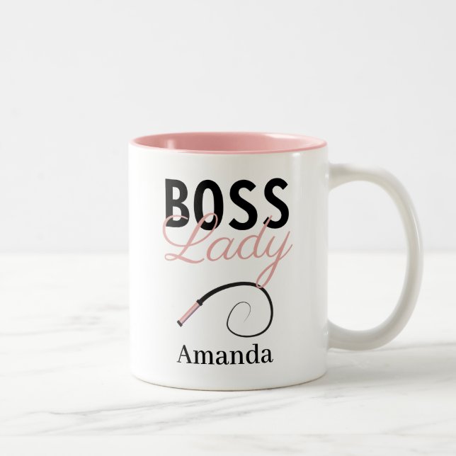 Funny Personalised Boss Lady Whip  Two-Tone Coffee Mug (Right)