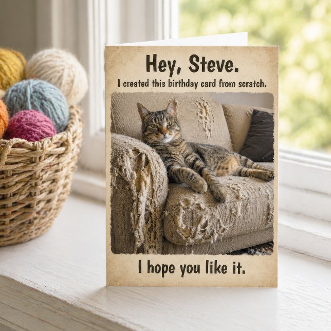 Funny Personalised Cat Couch Birthday Card (Creator Uploaded)