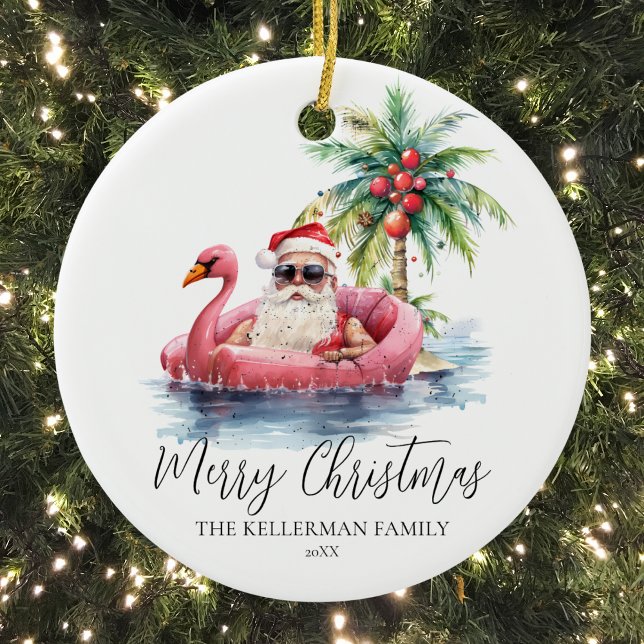 Funny Personalised Christmas Ceramic Tree Decoration (Funny Beach Christmas Ceramic Ornament )
