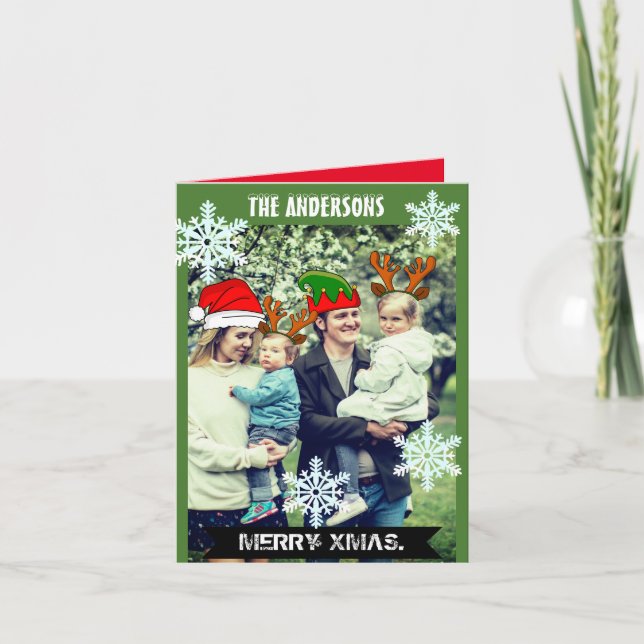 Funny personalised Christmas hats photo Invitation (Front)