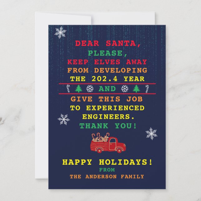 Funny Personalised Christmas Holiday Card (Front)