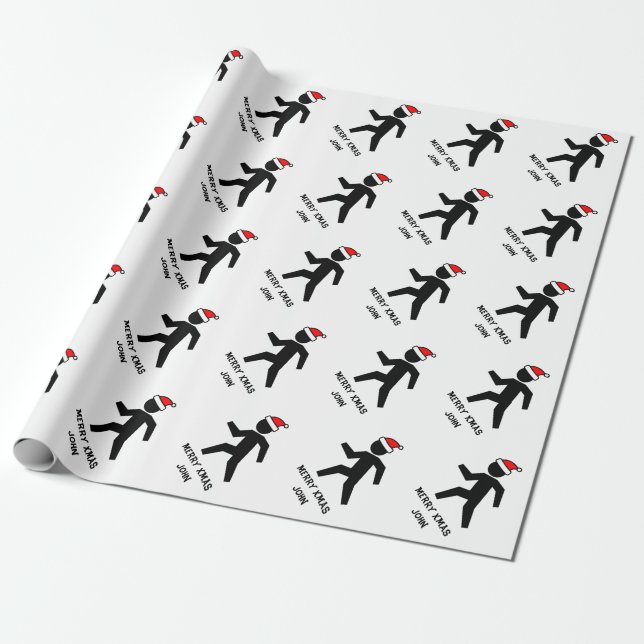 Funny personalised Christmas wrapping paper (Unrolled)