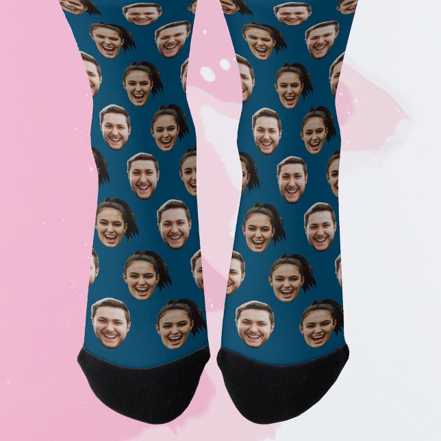 Funny Personalised Couple Face 2 Photos  Socks (Creator Uploaded)