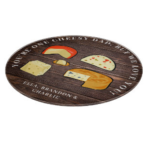 Funny Personalised Dad Cheese Pun Rustic Cutting Board