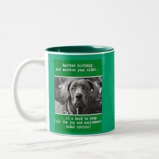 Funny Personalised Dog Photo Birthday Two-Tone Coffee Mug