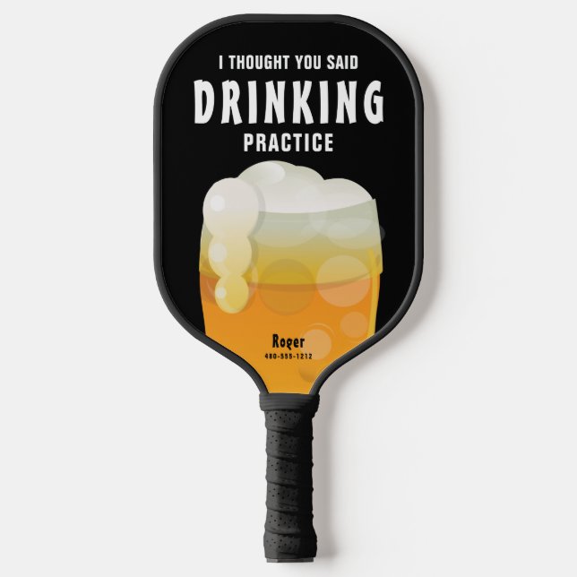 Funny Personalised Drinking Beer Pickleball Paddle (Front)
