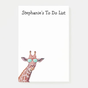 Funny Personalised Giraffe To Do List White Post-it Notes