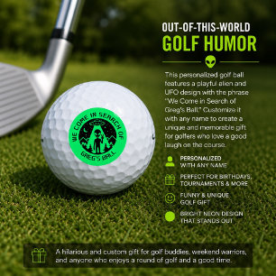 Funny Personalised Golf Gift UFO Alien Green Balls