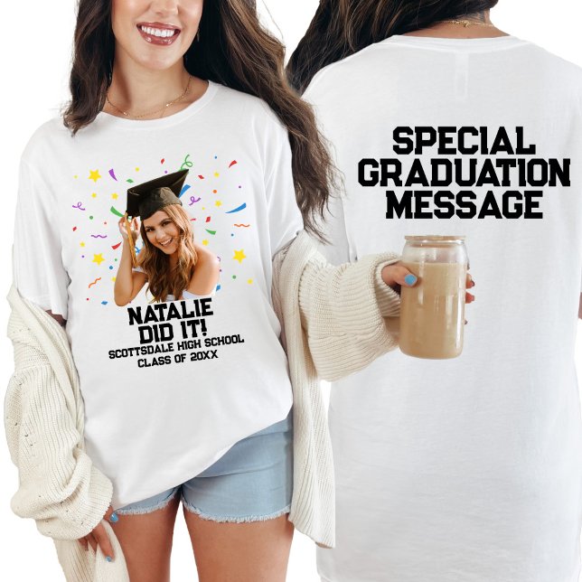 Funny Personalised Graduation Party Custom Photo T-Shirt (Creator Uploaded)