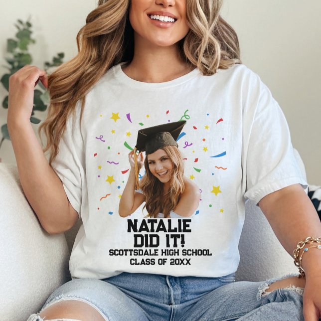 Funny Personalised Graduation Party Custom Photo T-Shirt (Creator Uploaded)