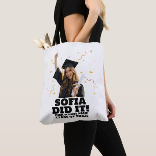 Funny Personalised Graduation Party Custom Photo Tote Bag