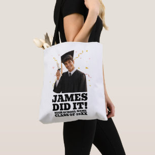 Funny Personalised Graduation Party Custom Photo Tote Bag