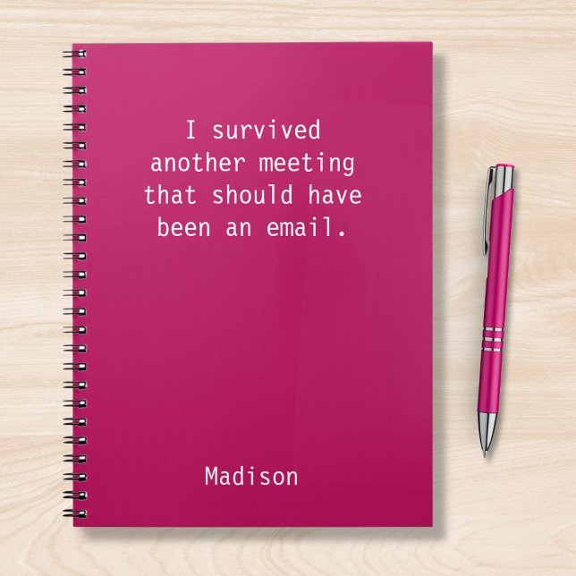 Funny Personalised I Survived Office Meeting Notebook (Creator Uploaded)