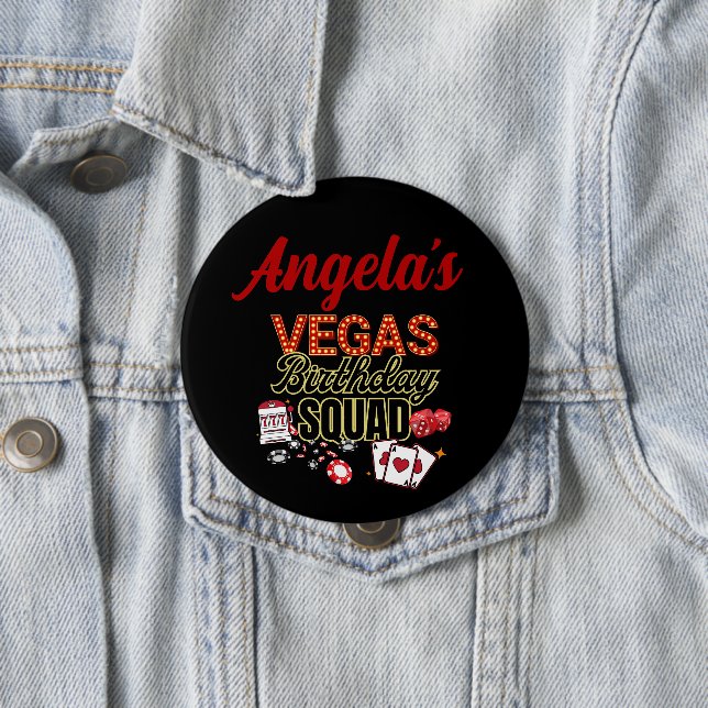 Funny Personalised Las Vegas Birthday Party Squad  10 Cm Round Badge (In Situ)