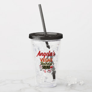 Funny Personalised Las Vegas Birthday Party Squad  Acrylic Tumbler