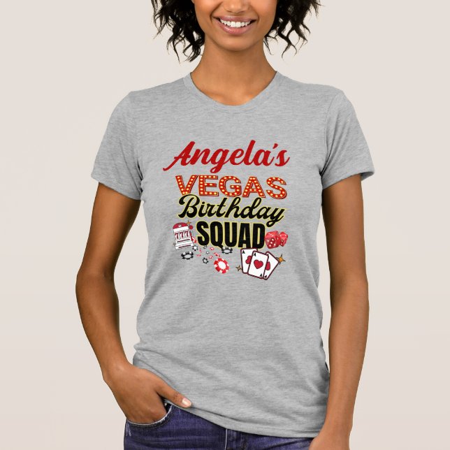 Funny Personalised Las Vegas Birthday Party Squad  T-Shirt (Front)