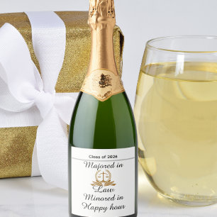Funny personalised law graduation  sparkling wine label