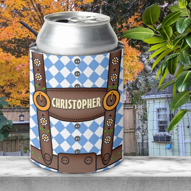 Funny Personalised Lederhosen Oktoberfest Can Cooler (Creator Uploaded)