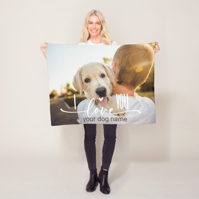  Funny Personalised Love Paw Print Dog Lover Photo Fleece Blanket (In Situ)