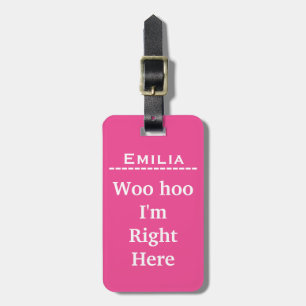 Funny Personalised Luggage Tag Pink