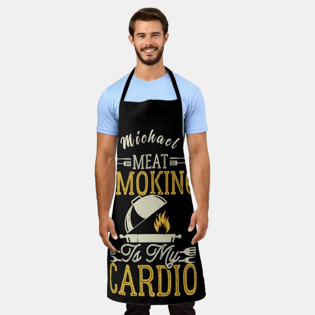 Funny Personalised Meat Smoking Is My Cardio Apron (Worn)
