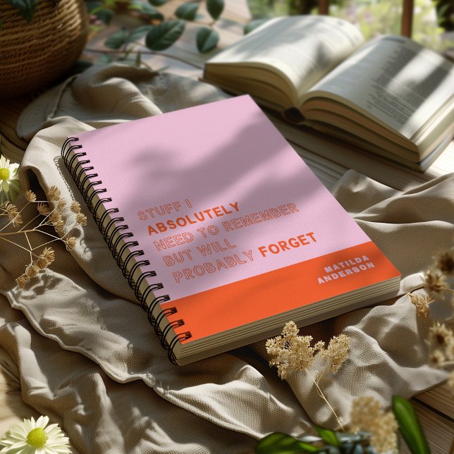 Funny Personalised Modern Pink Orange Custom Name Planner (Creator Uploaded)