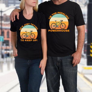 Funny Personalised Name Couple Biking  T-Shirt